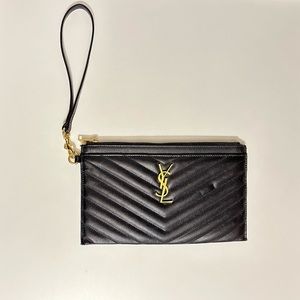 Saint Laurent Large Quilted YSL Zip Wristlet authentic